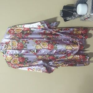 Ms. Lovely Dressing gown Robe M/L Floral Silky